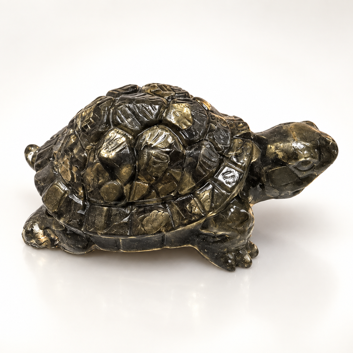 Natural Pyrite Turtle (Kachhua) – Wealth, Stability & Business Success Vastu Symbol for Office Desk, Cash Counter & Home