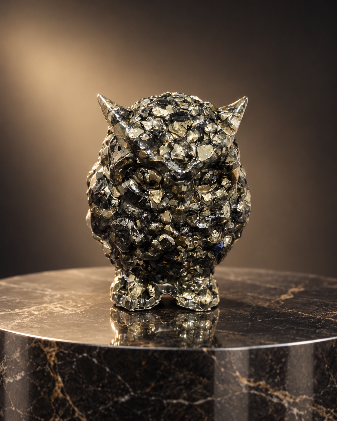 Shukrayanamah Premium Pyrite Owl Prosperity, Protection & Vastu Crystal Showpiece
